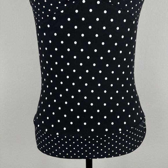 Energie Polka Dot Halter Top Womens XL Black & White Stretch Attached Bra Retro - Picture 3 of 15